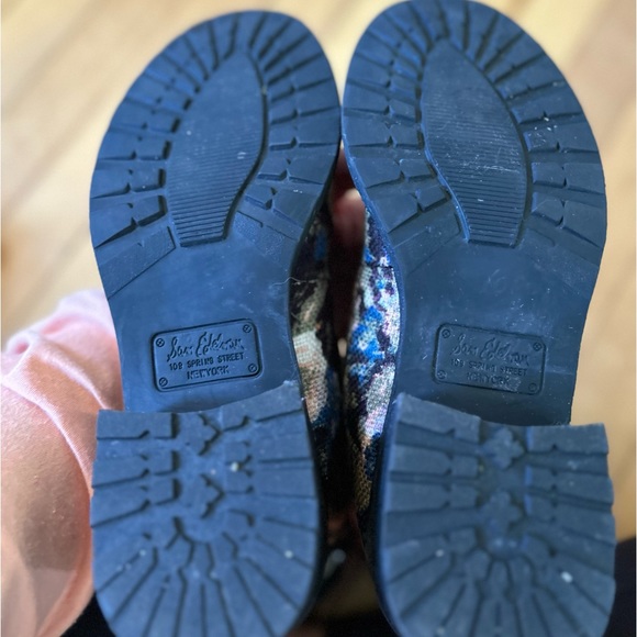 Sam Edelman Black Floral Print Lace Up Moto Combat Boots Size 8 - Picture 8 of 9